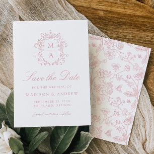 Save The Date Élégante Chinoiserie Rose Victorian Floral Mariage