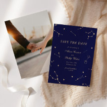 Élégante Constellation Bleu Et Or Mariage