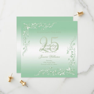 Save The Date Élégante décoration d'émeraude 25e anniversaire