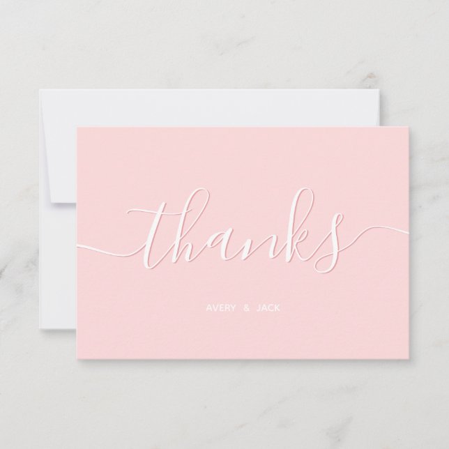 Save The Date Elégante et moderne Script Navy & Blush Merci Card (Devant)