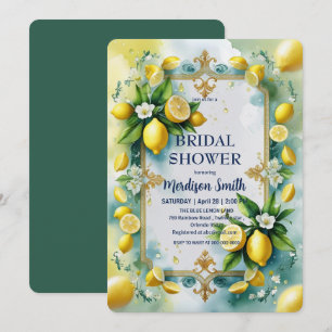 Save The Date Élégante Fête des mariées Florale de citron médite