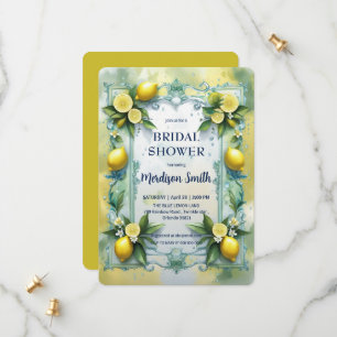 Save The Date Élégante Fête des mariées Florale de citron médite