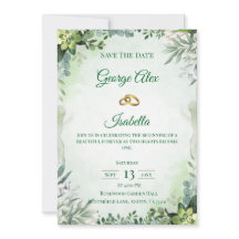 Élégante Flore verte Enregistrer la date Mariage