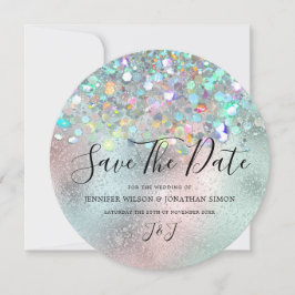 Save The Date Élégante Holographie Parties scintillant brillante