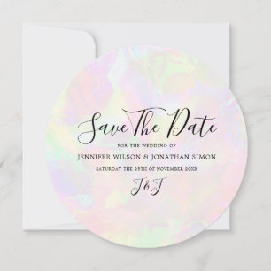 Save The Date Elégante Iridescente Faux Holographique Moderne