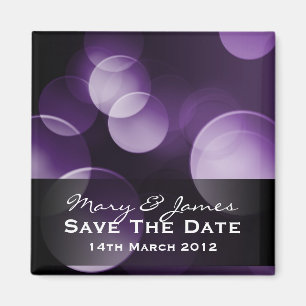 Save the Date Elegante Leuchten Custom Lila Magnet