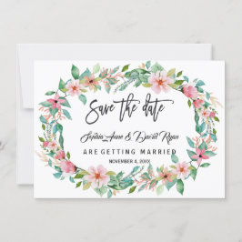 Save The Date Élégante Luau Tropical Floral Wreath Enregistrer L