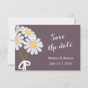 Save The Date Élégante marguerite florale blanche Sauvez la date