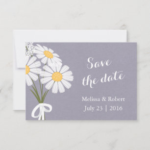 Save The Date Élégante marguerite florale blanche Sauvez la date