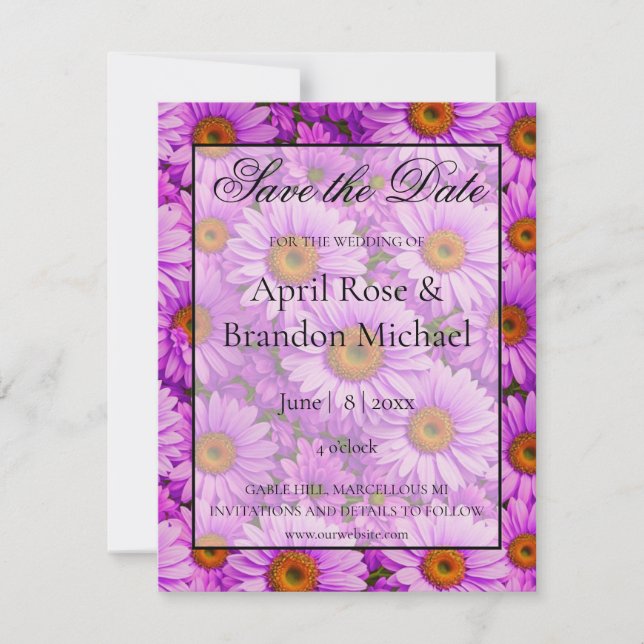 Save The Date Élégante marguerite florale magenta rose foncé (Devant)