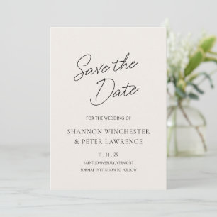 Save The Date Élégante Mariage classique beige