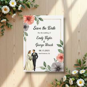 Save The Date Élégante Mariée De Cadre Floral Et Mariage Chic Gr