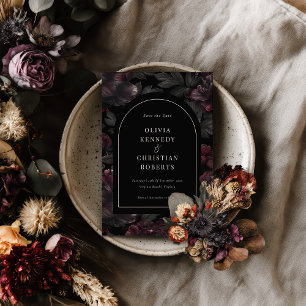 Save The Date Élégante Moody foncée Romantique Photo florale