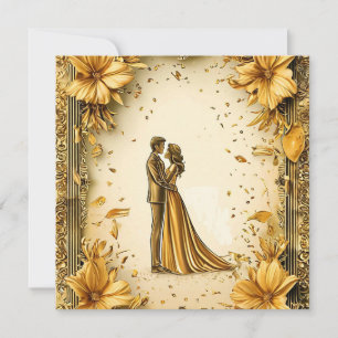Save The Date Elégante oeuvre d'or de romantique mariage Couple