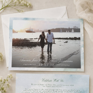 Save The Date Élégante Photo Aquarelle de la Côte pour Sauvegard