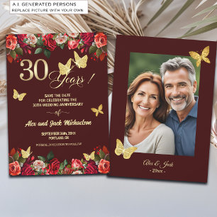 Save The Date Élégante Photo d'anniversaire de mariage de 30 ans