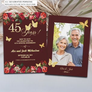 Save The Date Élégante Photo d'anniversaire de mariage de 45 ans