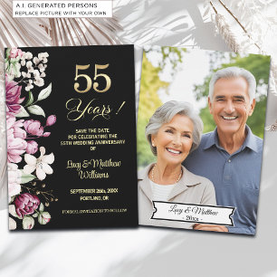 Save The Date Élégante Photo d'anniversaire de mariage de 55 ans