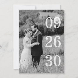 Save The Date Élégante Photo de Mariage à Sauvegarder en Noir et