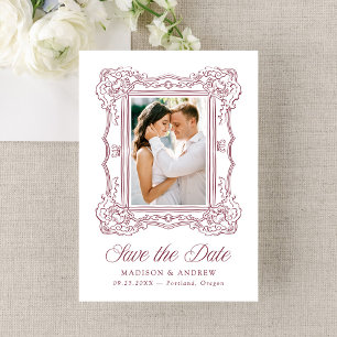 Save The Date Élégante Photo de Mariage dans un Cadre Orné Bourg