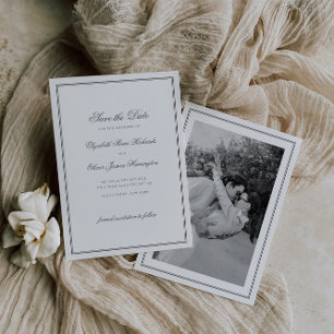 Save The Date Élégante Photo de Mariage de Calligraphie Classiqu