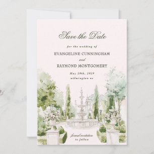 Save The Date Élégante photo de mariage de manoir et de jardin à