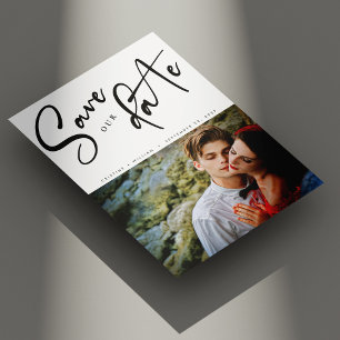Save The Date Élégante Photo de Mariage en Écriture Diagonale