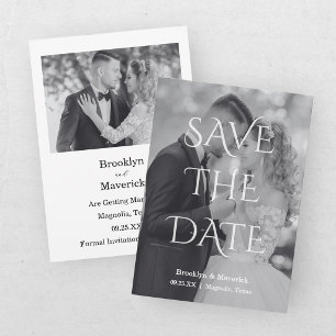 Save The Date Élégante Photo de Mariage en Noir et Blanc pour Sa