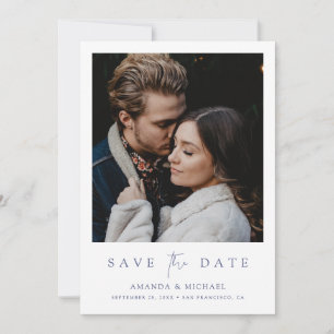 Save The Date Élégante photo de script bleu