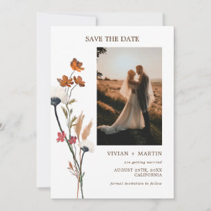 Save The Date Élégante photo Fleur sauvage d'automne