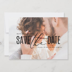 Save The Date Elégante photo moderne noir & or enregistrer la da