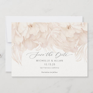 Save The Date Elégante pivoine en beige plat Enregistrer la cart