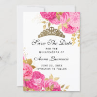 Élégante Quinceanera Florale Rose Chaud