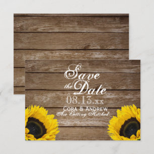 Save the Date - elegante rustikale Sonnenblumenleu Einladung