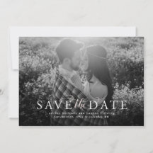 Save the Date elegante Schwarzweiß-Fotokarte