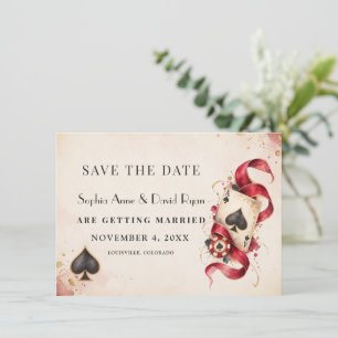 Save The Date Élégante soirée de casino à l'aquarelle Burgundy M