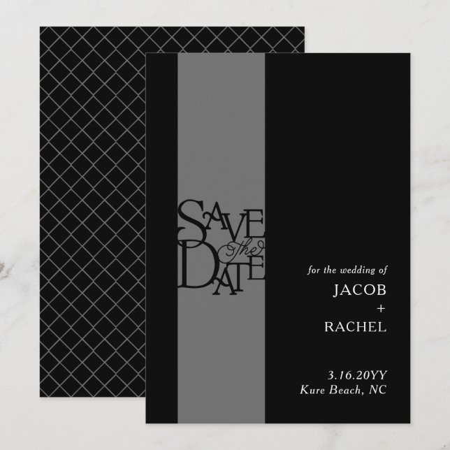 Save The Date Élégante superposition Noir Blanc Mariage Enregist (Devant / Derrière)