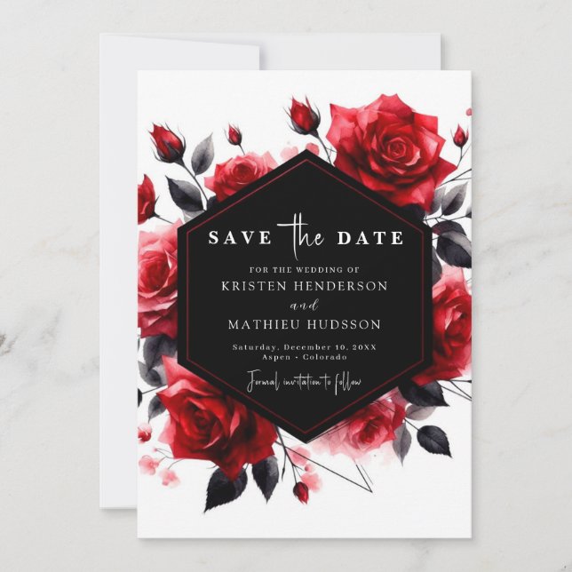Save The Date Élégante typographie Crimson Mariage rouge (Devant)