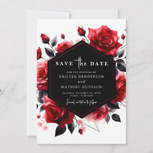 Save The Date Élégante typographie Crimson Mariage rouge