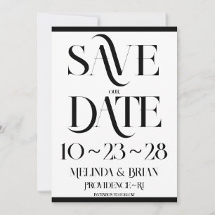 Save The Date Élégante typographie Flare noir et blanc