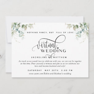 Save The Date Élégante verdure, mariage virtuel en ligne unique