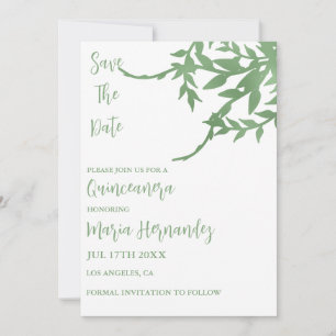 Save The Date Elégante verdure Quinceañera