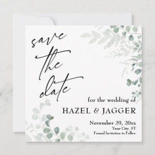 Save The Date Élégante Verdure Simple, Typographie contemporaine