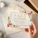 Save the Date eleganter, rosafarbener, floraler Go<br><div class="desc">Save the Date - Elegante schicke Rosa Blütengoldrahmen Postkarte. (1) Sie können den weißen Hintergrund zu JEDER FARBE, die Sie möchten, ändern, indem Sie auf den Link "Weiter" klicken und die Hintergrundfarbe einstellen. Auch die Textfarbe und -größe sind einstellbar. (2) Wenn Sie Hilfe oder passende Artikel benötigen, kontaktieren Sie mich...</div>