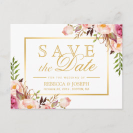 Save the Date eleganter, rosafarbener, floraler Go Ankündigungspostkarte