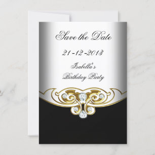 Save the Date eleganter White Black Diamond