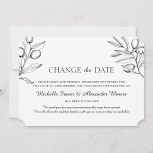 Save The Date Élégantes Branches D'Olivier. Changement de Mariag