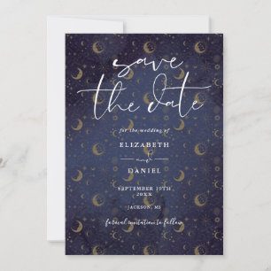 Save The Date Élégantes étoiles mystiques célestes et lune de ma