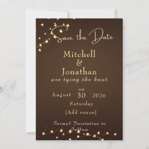 Save The Date Élégantes lumières de corde marron et or pour mari