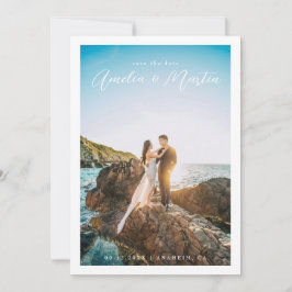 Save the Date elegantes Portrait mit weißem Border